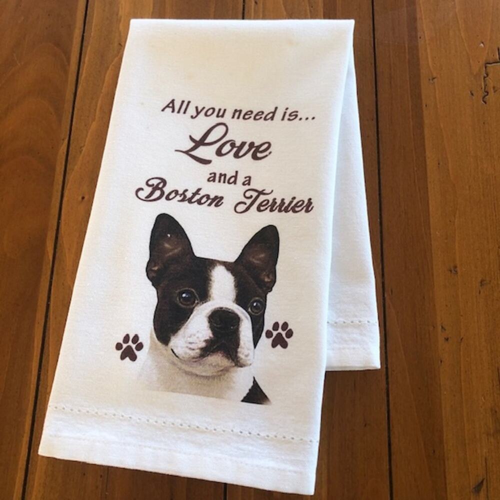 Boston Terrier Cotton Kitchen Tea Towel